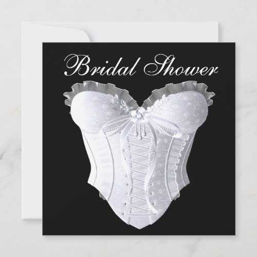 White Corset Bridal Shower Any Color Background Invitation