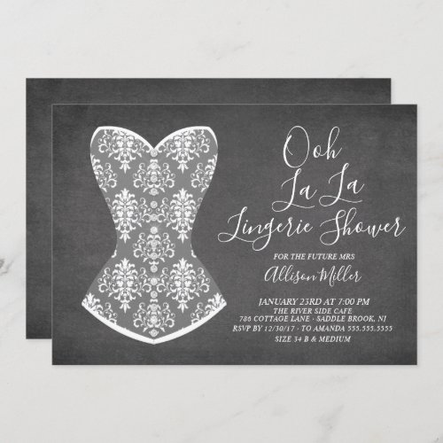 White Corset Lingerie Bridal Shower Invitation