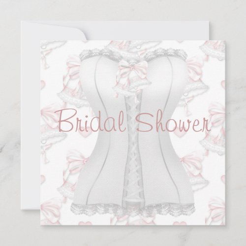 White Corset Pink Wedding Bells  Bridal Shower Inv Personalized Announcement
