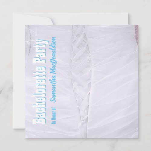 White corset wedding dress bachelorette party invitation