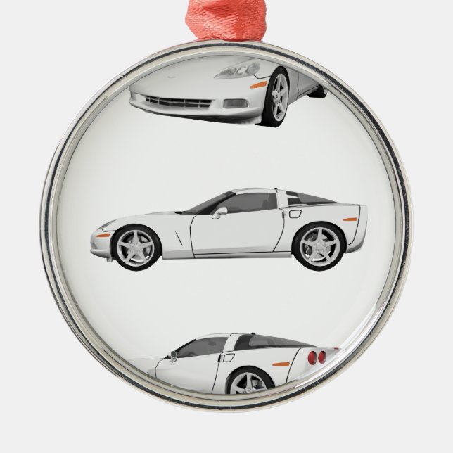White Corvette: Metal Ornament (Front)