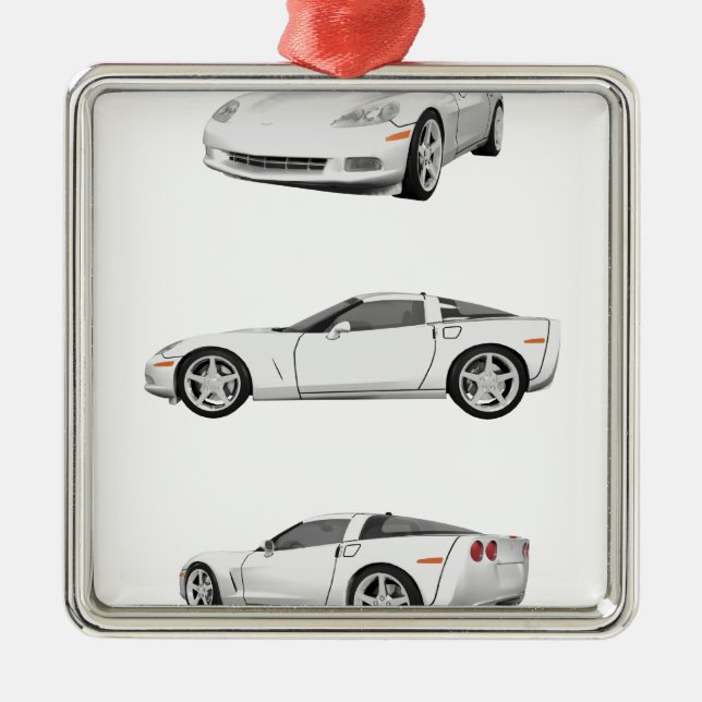 White Corvette: Metal Ornament (Front)