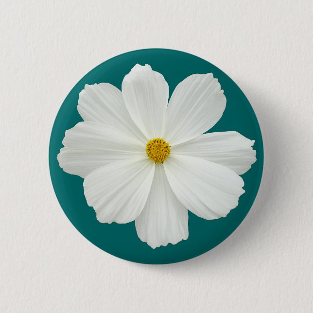 White Cosmos Flower Button (Front)
