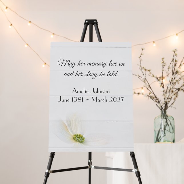 White Cosmos Flower On White Wood Memorial Foam Board (In Situ (Stand))