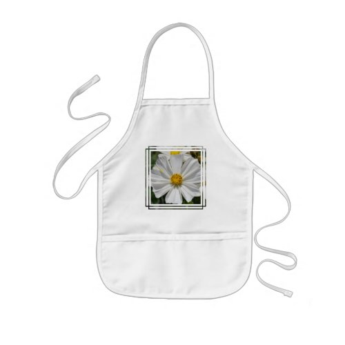 White Cosmos Flower Small Apron