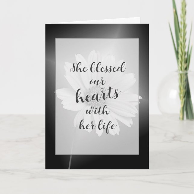 White Cosmos Flower Sympathy  Card (Front)