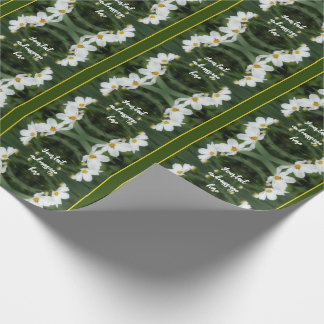 White Cosmos Flowers And Bee Personalized Wrapping Paper