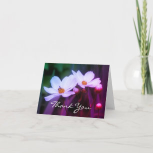 White Cosmos Flowers And Bee Thank You Card