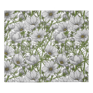 White cosmos flowers duvet cover