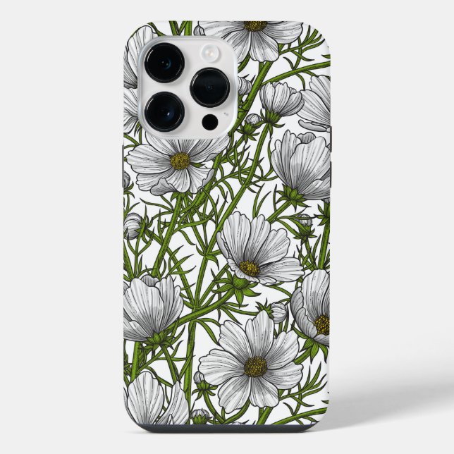 White cosmos flowers iphone case (Back)