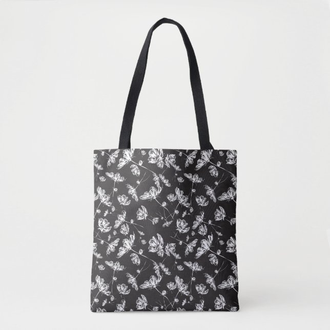 White cosmos flowers: isolated pattern. tote bag (Front)