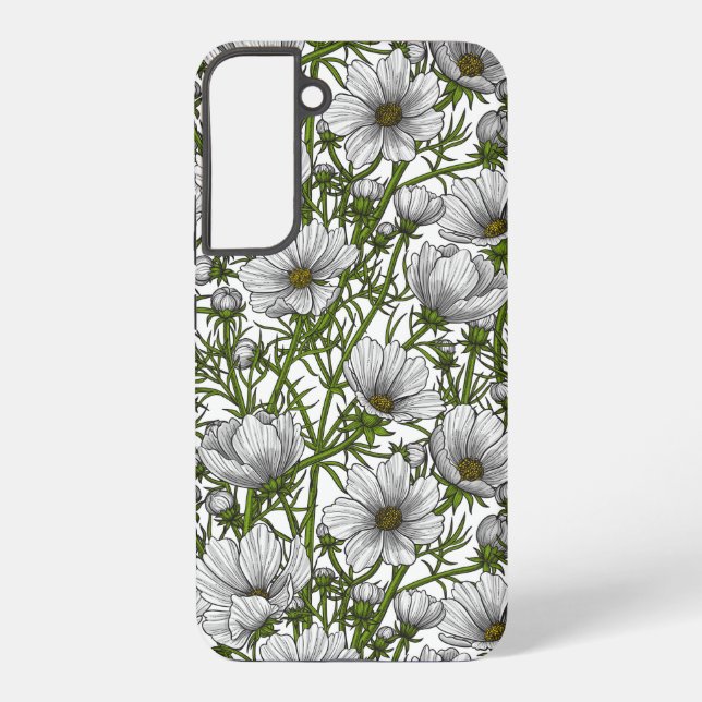 White cosmos flowers samsung galaxy case (Back)