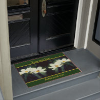 White Cosmos Flowers With Bee Personalized Doormat