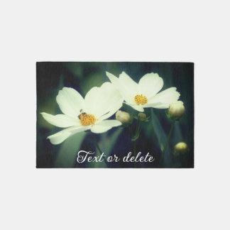 White Cosmos Flowers With Bee Personalized Rug