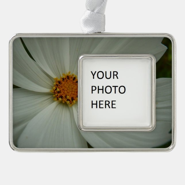 White Cosmos Summer Wildflower Floral Christmas Ornament (Front)