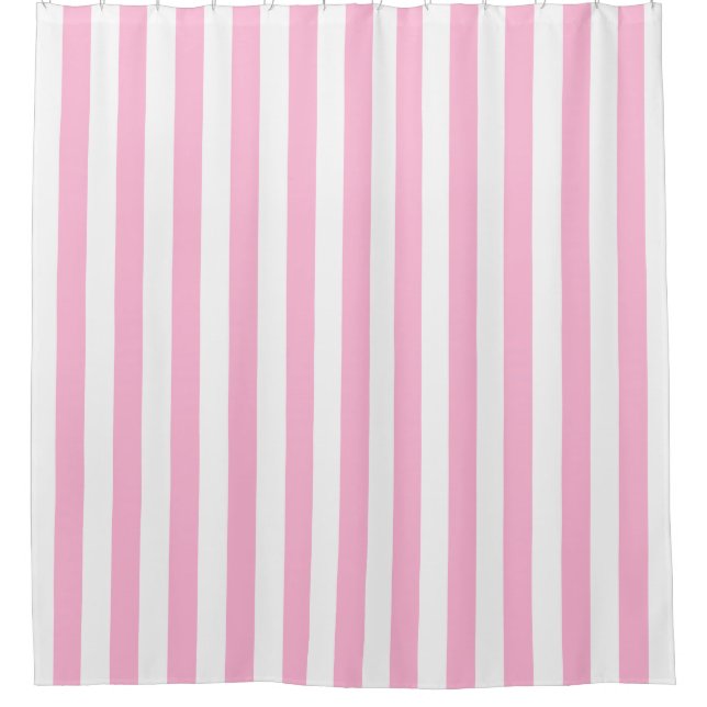 White Cotton Candy Pink Vertical Stripe NL #0 Shower Curtain (Front)