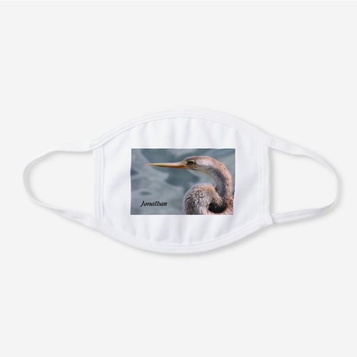 White Cotton Face Mask for Him with Anhinga