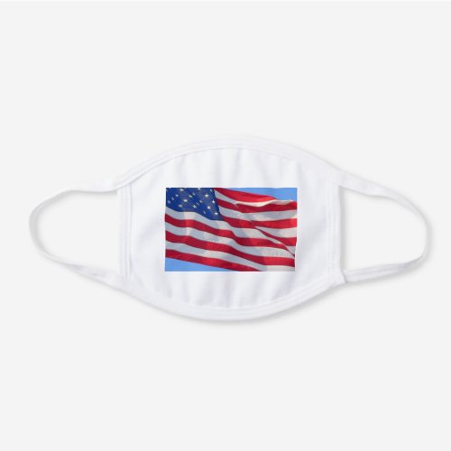 White Cotton Face Mask with American Flag