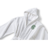White Cotton Terry Circle Monogram Hooded Bathrobe (Top)