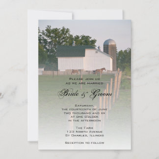 White Country Barn Wedding Invitation