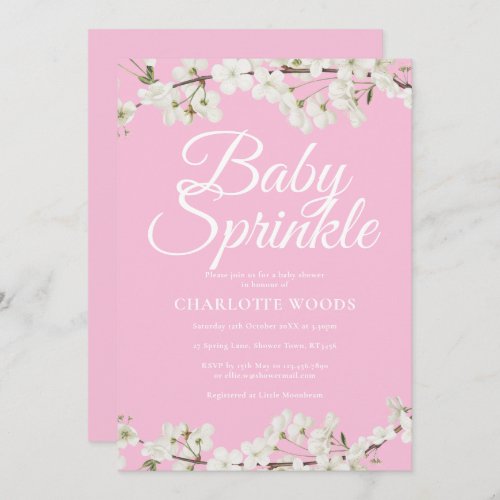 White Country Blossom Baby Sprinkle  Shower Invitation