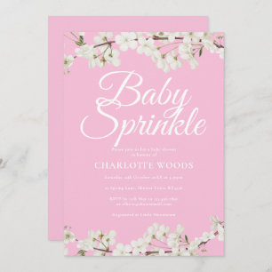 White Country Blossom Baby Sprinkle / Shower Invitation