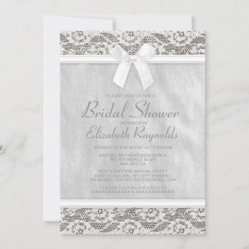 White Country Lace Bridal Shower Invitations