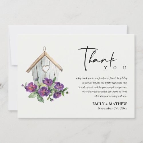WHITE COUNTRY RUSTIC FLORAL BIRDHOUSE WEDDING INVITATION