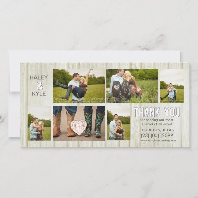 White Country Wedding Thank You Photo Cards (Front)