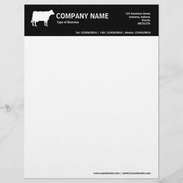 White Cow 2in Color Header - Black Letterhead (Front)