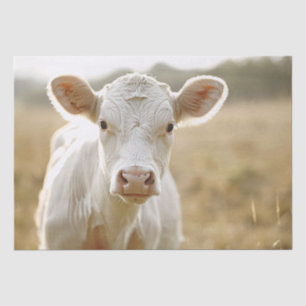 White Cow in Farm Field Decoupage Tissue Paper