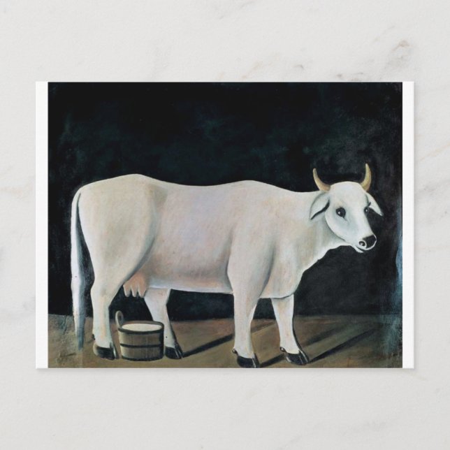 White cow on a black background by Niko Pirosmani Postcard (Front)