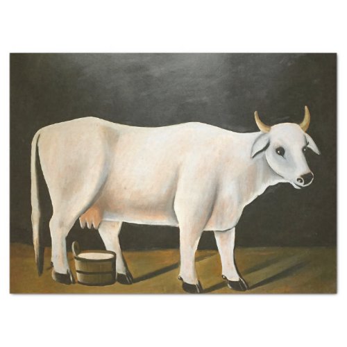 White Cow on a Black Background Farm Animal Tissue Paper