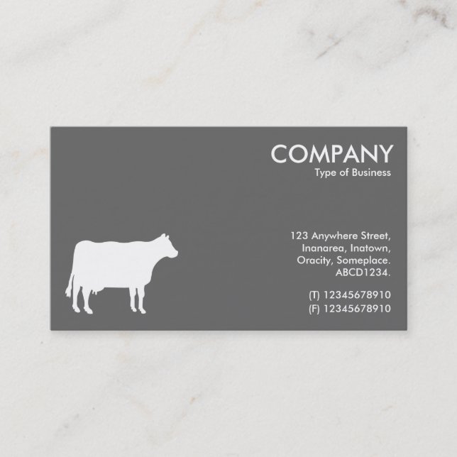 White Cow Symbol - Gray 666666 Business Card (Front)