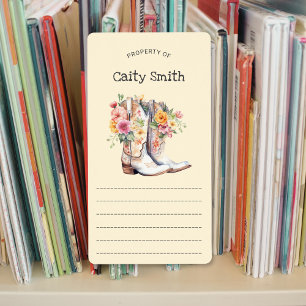 White Cowgirl Boots with Flowers property of Label