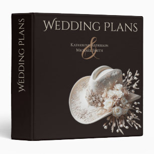 White Cowgirl Hat with Flowers 3 Ring Binder