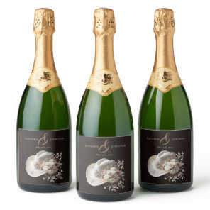 White Cowgirl Hat with Flowers Sparkling Wine Label