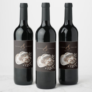 White Cowgirl Hat with Flowers Wine Label
