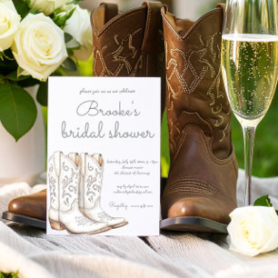 White Cowgirl Western Bridal Shower Invitation