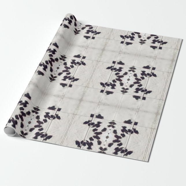 White Cowhide Patchwork Print wrapping paper (Unrolled)