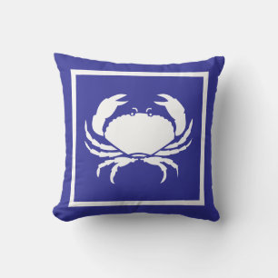 White Crab ~ Beach House Throw Pillow