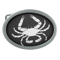 White Crab Oval Belt Buckle