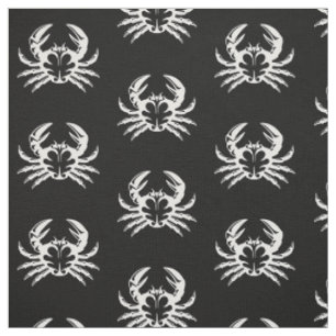White Crab Pattern Fabric