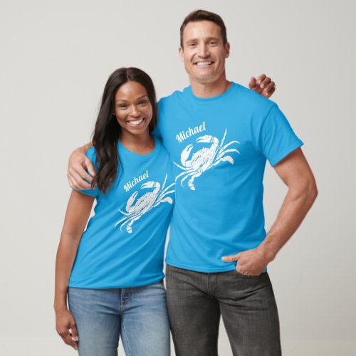 White Crab Seafood Peronalised T_Shirt