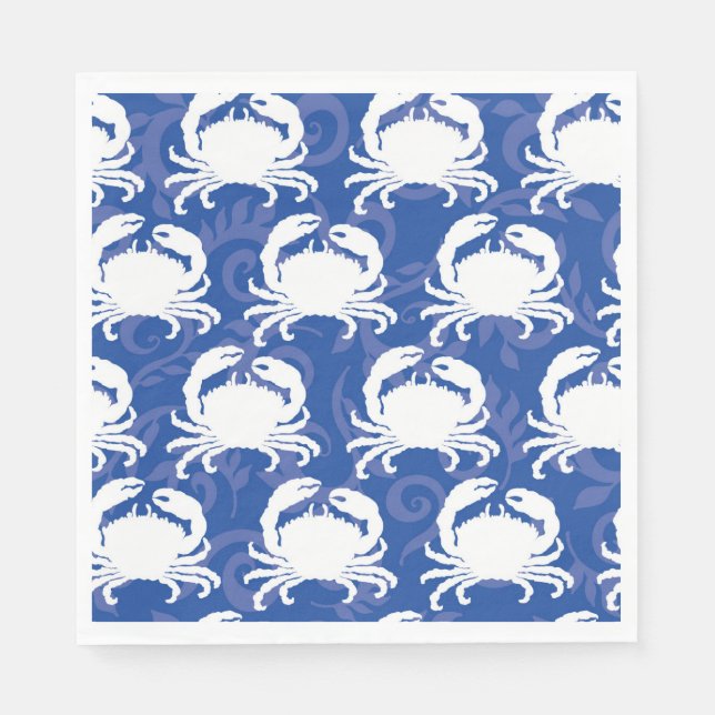 White Crabs on Navy Crabfest Napkins (Front)