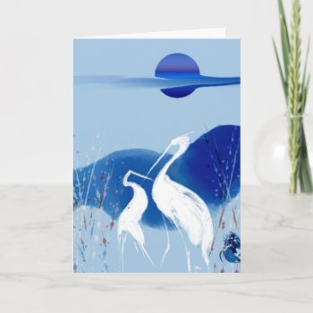 White Cranes Greeting Card by Koobear at Zazzle
