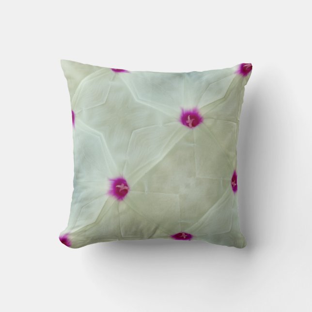 white, cream  background with hot pink pattern throw pillow (Front)