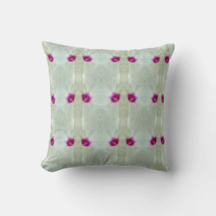 white, cream background with hot pink pattern throw pillow
