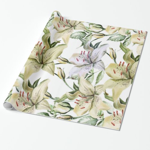 White  Cream Colored Lilies Wrapping Paper