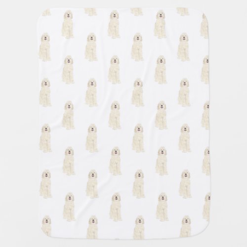 White Cream Doodle Pattern Baby Blanket